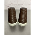 Vintage MCM Plastic Melamine Brown White Salt & Pepper Shakers