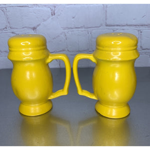 Vintage Large Yellow Stovetop Salt & Pepper Shakers Mug Style Japan