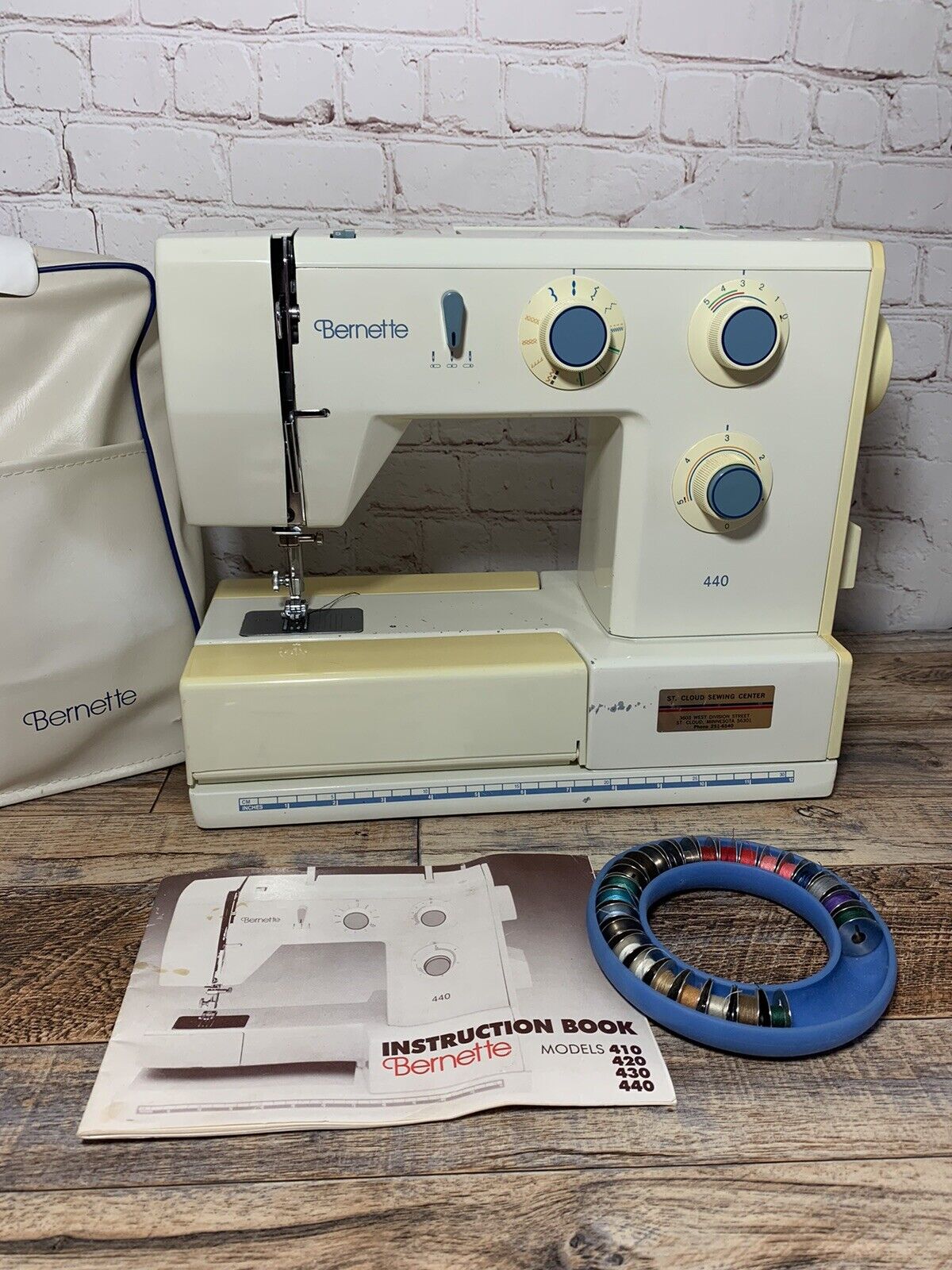 Bernette By Bernina 440 Sewing Machine W/Case & Supplies. Tested & Works!