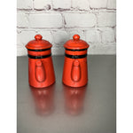 Vintage Red Coffee Pot Kettle Ceramic Salt & Pepper Shakers Japan