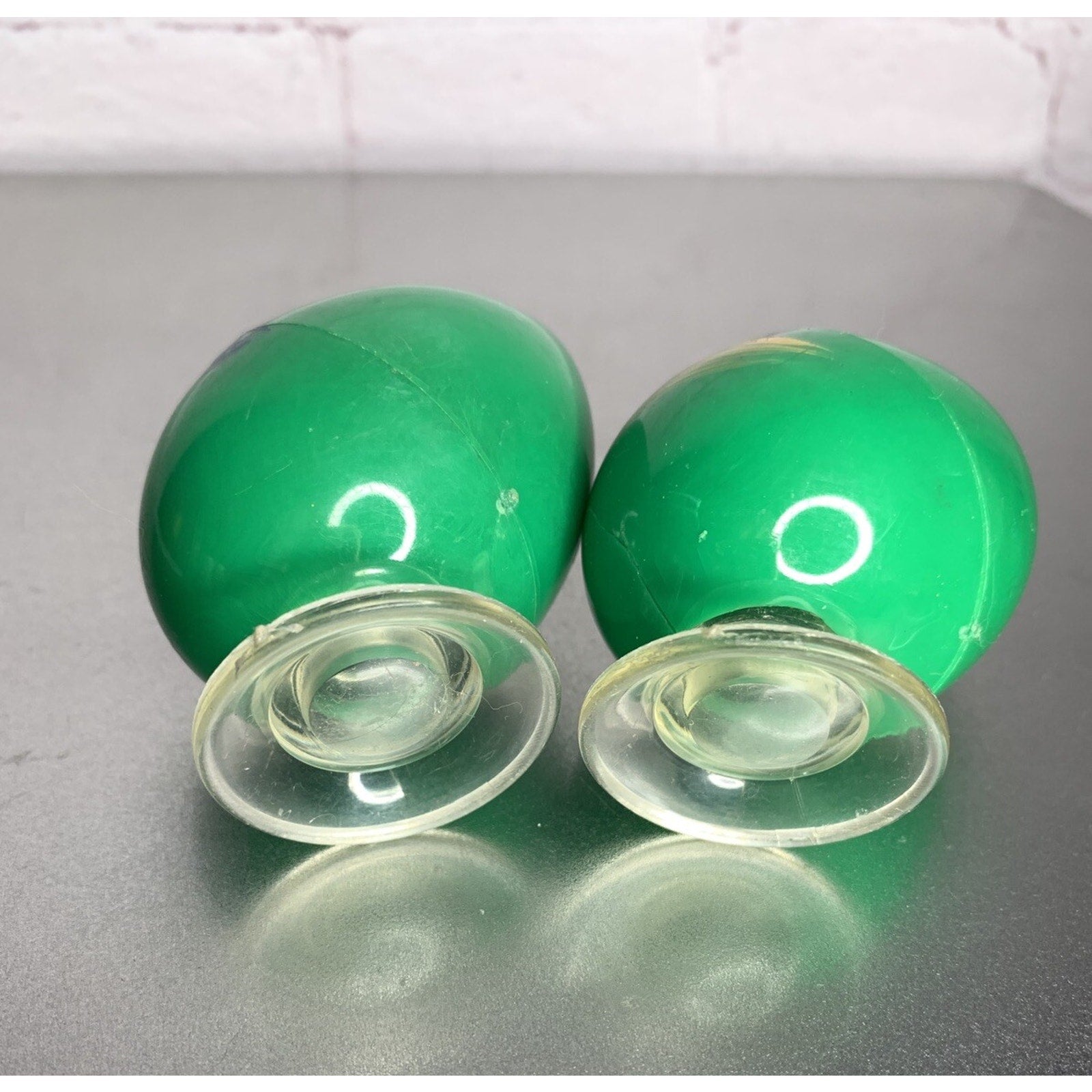 Vintage Tropical Egg Salt & Pepper Shakers Plastic Green