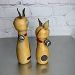 Vintage Wooden Enesco Magnetic Cat Couple Salt & Pepper Shakers Japan