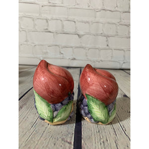 Vintage Glazed Ceramic Fruit Cluster Salt & Pepper Shakers -Japan