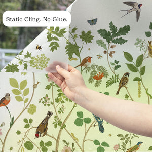 Window Film Roll, Botanical Flower Pattern, Frosted Privacy Film