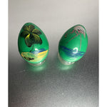 Vintage Tropical Egg Salt & Pepper Shakers Plastic Green