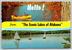 Scenic Lake, Alabama, Boating Sailing Vintage Post Card