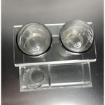 Vintage Retro Clear Lucite Acrylic Salt & Pepper w/Caddy MCM Deco