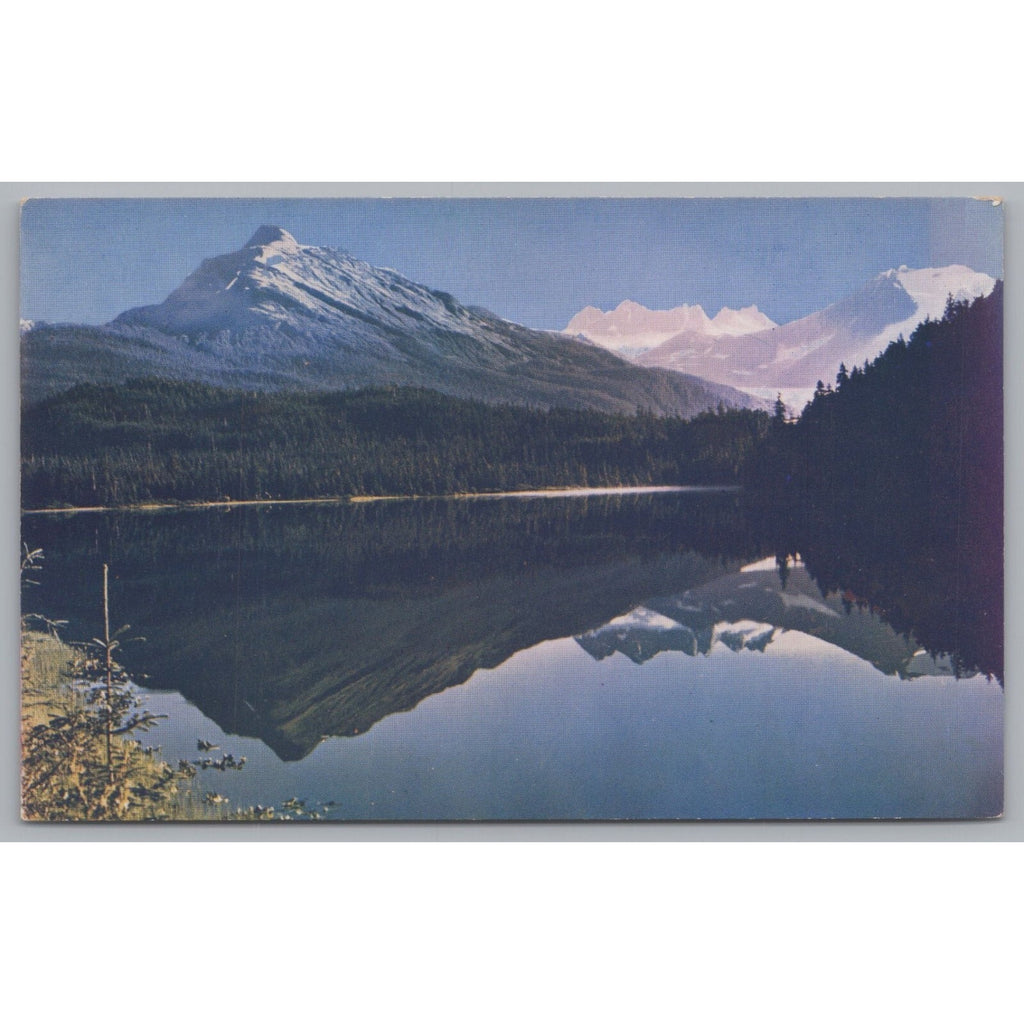 Reflections Of The Mountains In Auk Lake, Vintage Post Card.