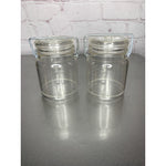 Vintage Wire Bale Clear Plastic Canister Salt & Pepper Shakers Hong Kong