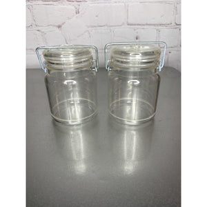 Vintage Wire Bale Clear Plastic Canister Salt & Pepper Shakers Hong Kong