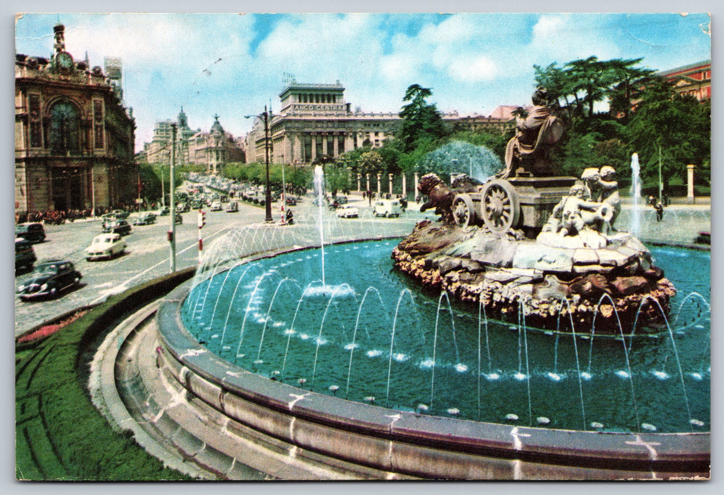 Madrid, La Cibeles Square, Spain Vintage Post Card