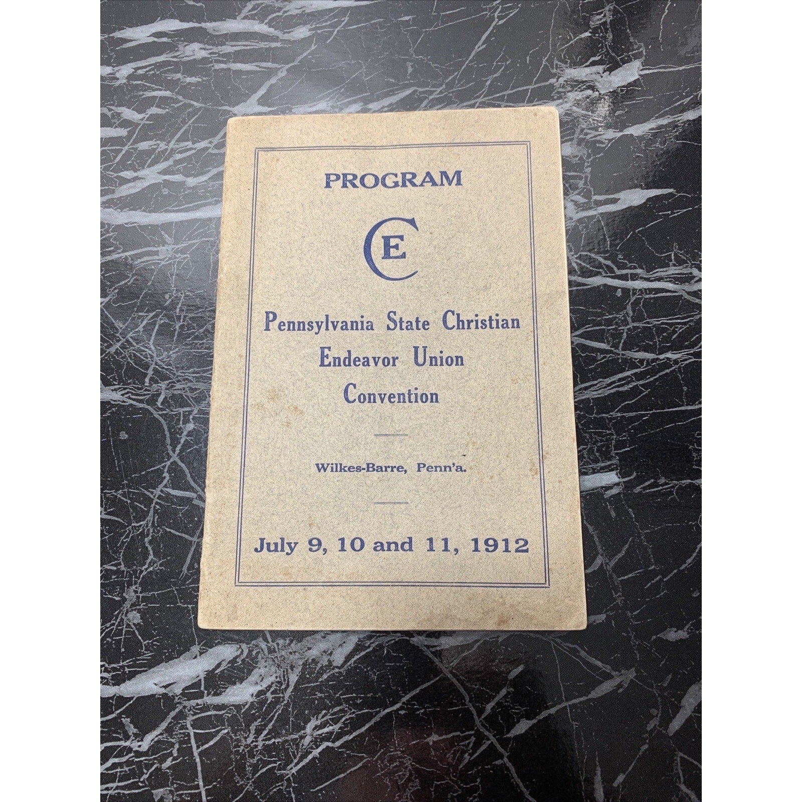 1912 Pennsylvania State Christian Endeavor Union Convent Booklet Wilkes-Barre PA