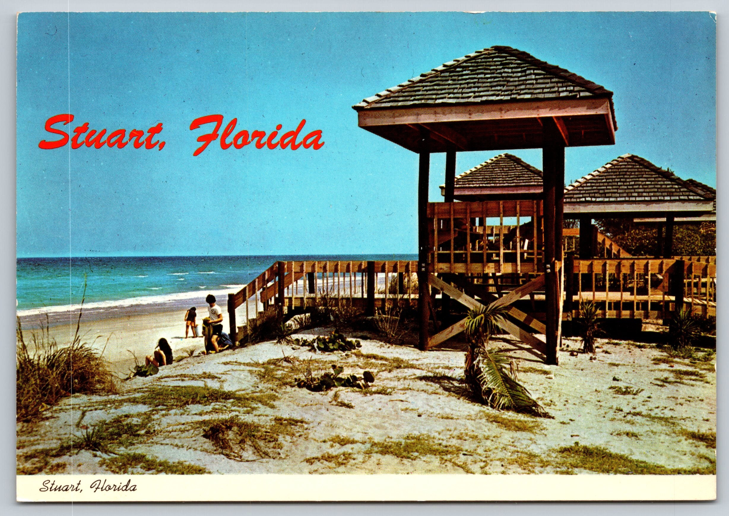 The Beach, Stuart, Florida, Vintage Post Card