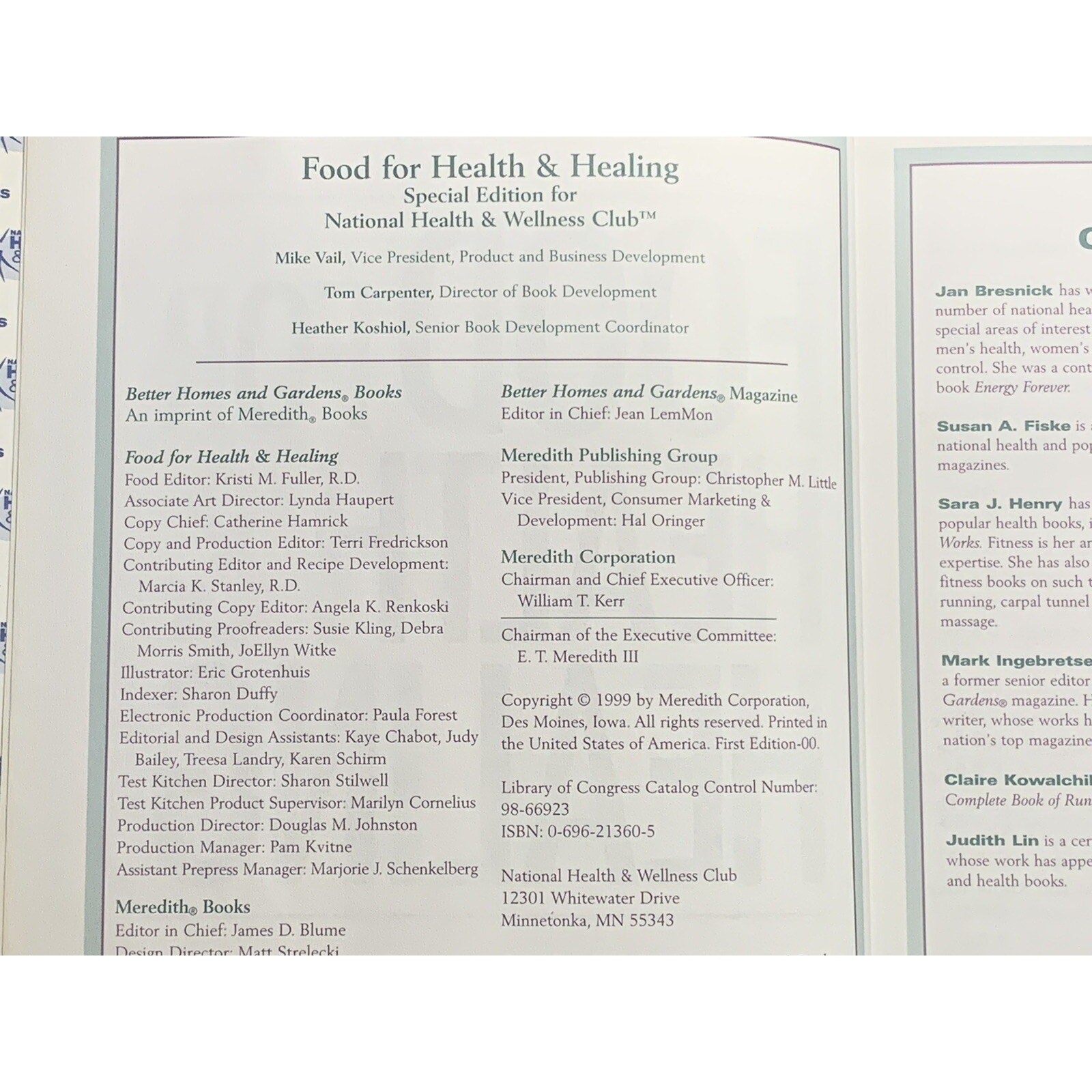 Food for Health and Healing Health & Wellness Reference Library 1999 Hardcover