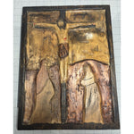 Rustic Carved Wood Art Decor Plaque Handmade Jesus Crucifixion Scene