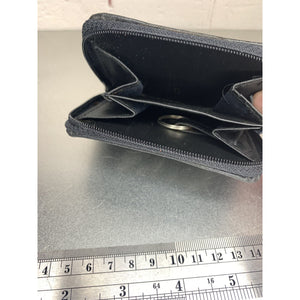 Vintage ID Wallet Change Pouch Credit Card Key Holder Black Zip Around NOS