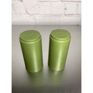 Vintage MCM Olive Green Plastic Salt & Pepper Shakers Retro