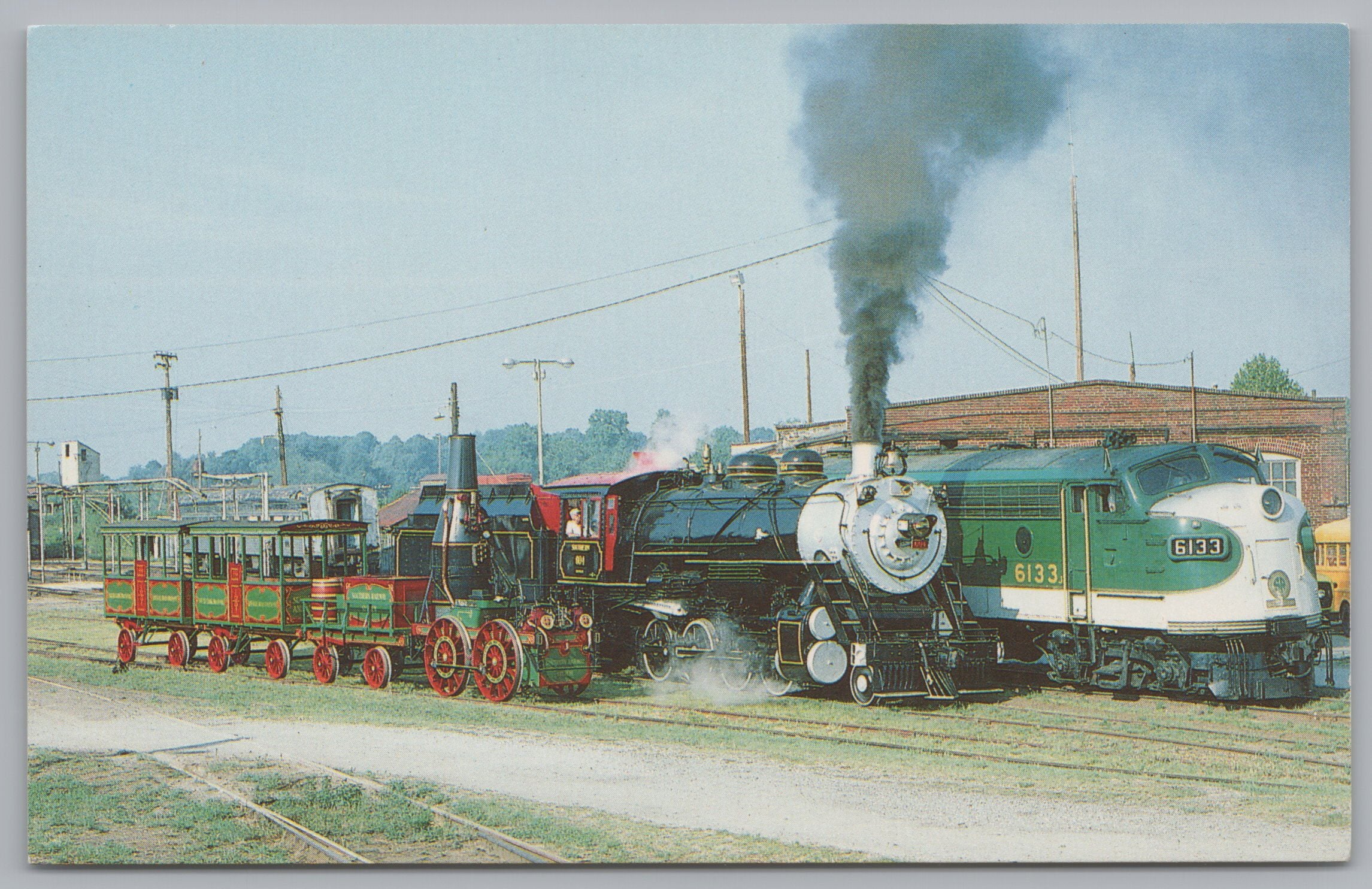 Spencer Shops State Historic Site Lineup Of Locomotives, Vintage Post Card.