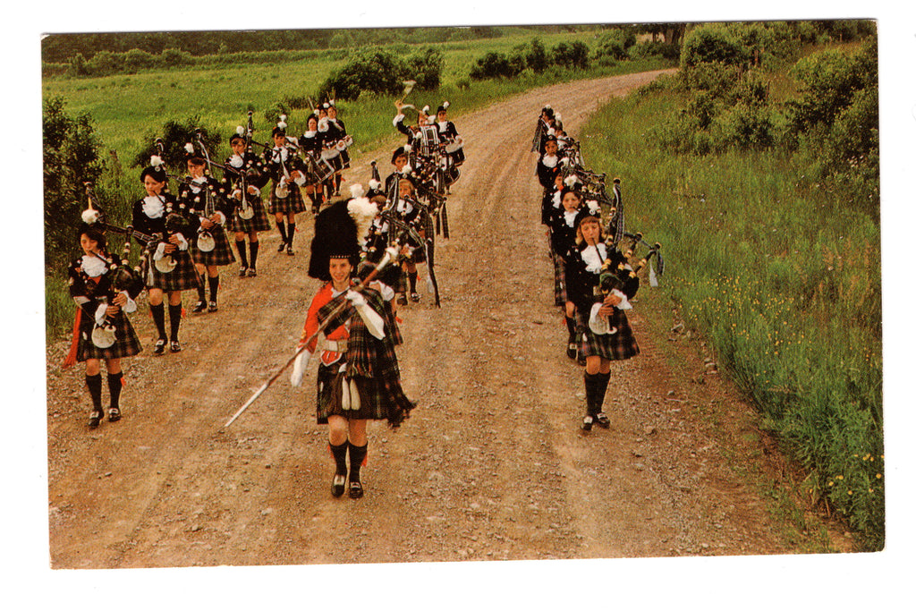 The Heatherbell girls pipes and drums of Pictou, Nova Scotia, Vintage Post Card.