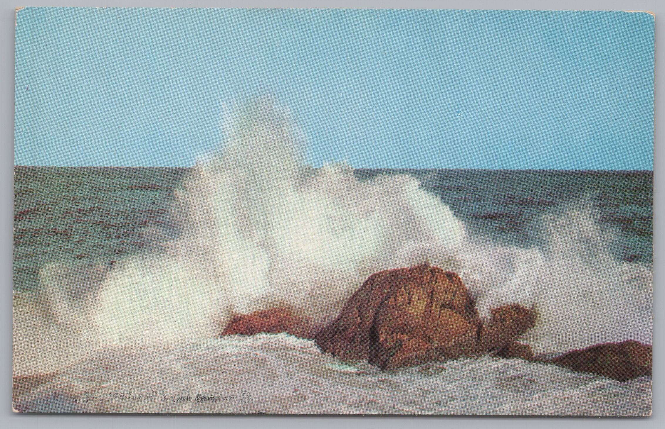 Rocks And Surf, Vintage Post Card.