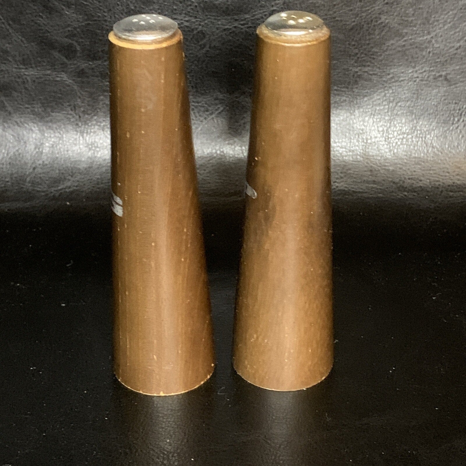 Vintage MCM Teak Wood Salt & Pepper Shakers Tapered