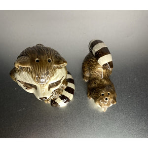 Vintage Racoon Love Salt & Pepper Shakers Mother Baby Ceramic-Read Description