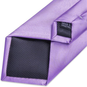 DiBanGu Satin Ties Solid Color Necktie and Pocket Square Tie Clip Formal