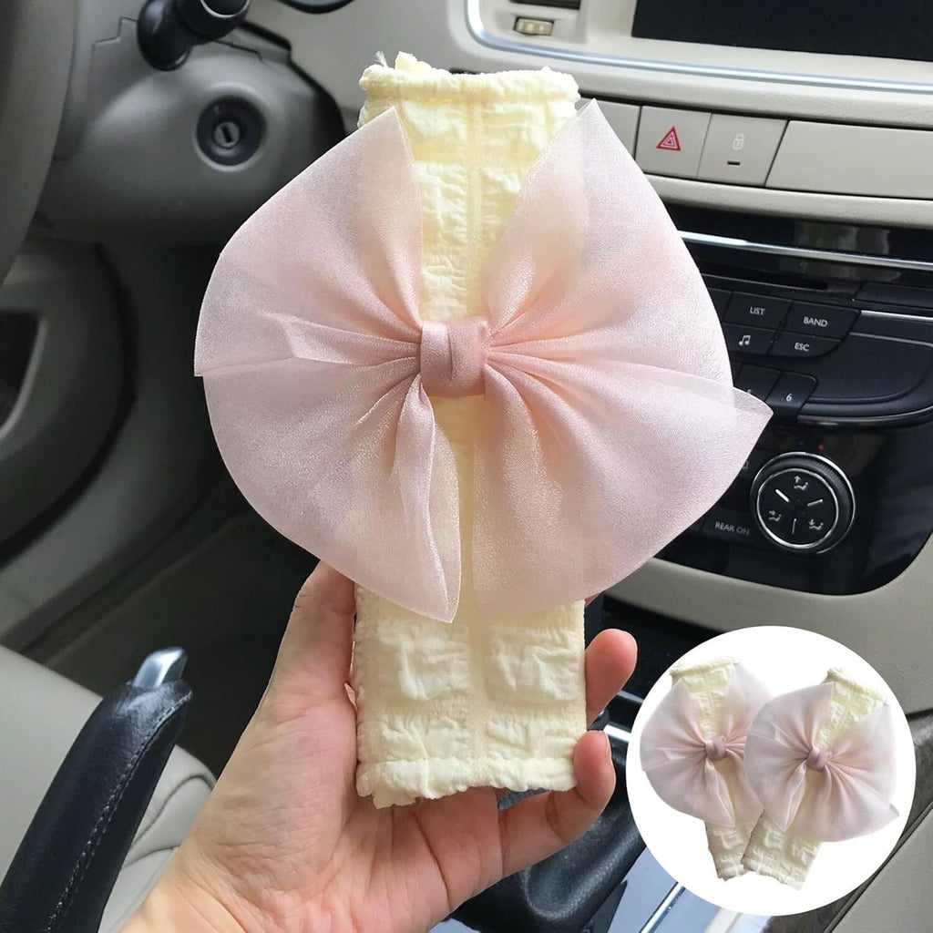 Seat Belt Cover Pad, w/Pink Bow for Women, Soft Seat Belt Covers Set of 2