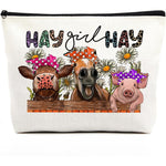 Duo Canvas Cosmetic Bags Horse, Pig, Donkey & Squirrel Advice Makeup Bags(Set of 2)