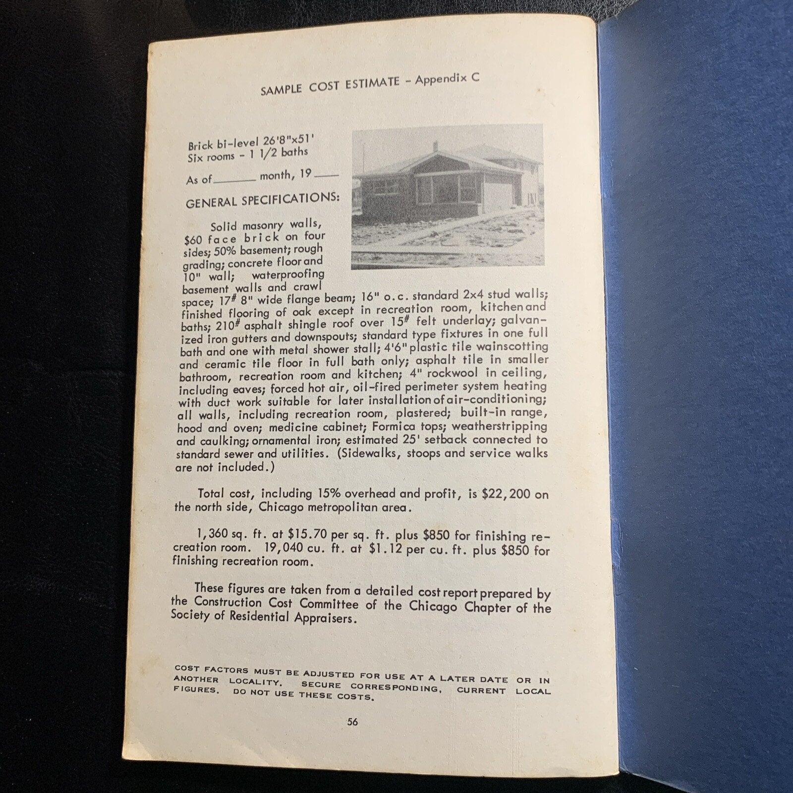 VTG 1962 Residential Appraisal Guide Booklet Society Of Residential Appraisers
