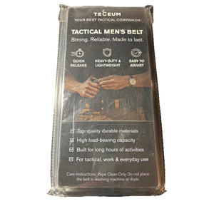 Teceum Heavy Duty Men’s Tactical Belt, Quick Release Buckle, Black-Size S-NEW