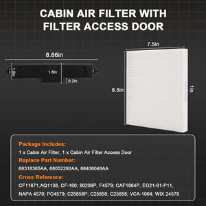 Cabin Air Filter & Filter Access Door Kit Part # 68318365AA, 68052292AA
