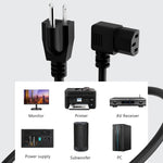 3-Prong Straight to 90 Degree Angled Plug Replacement Power Cord 15 Ft, Heatproof Flexible Durab