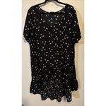 Boutique Black w/White Print Short Sleeve High Low Ruffle Bottom Blouse Size 3X