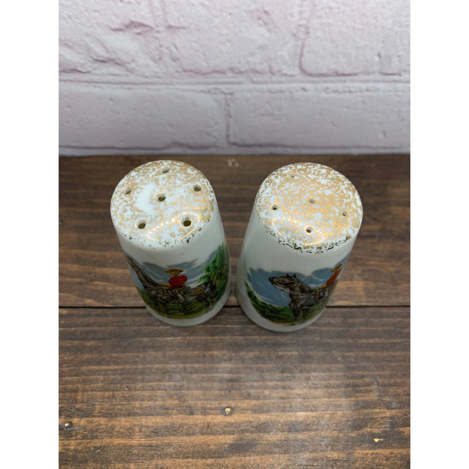 Vintage Canadian Salt & Pepper Shakers, Royal Mounted Police, Maple Leaf- Japan 1950s