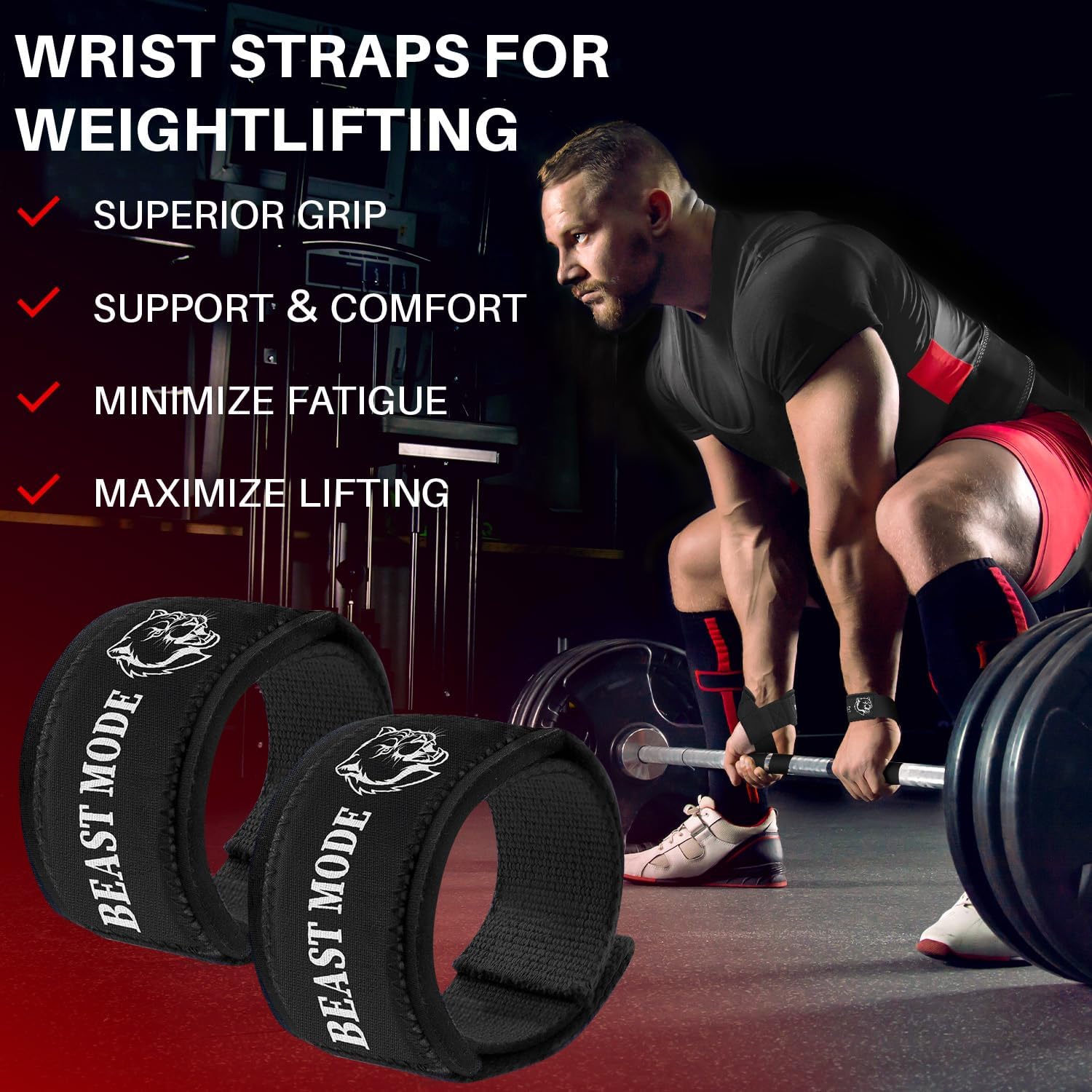 Wrist Lifting Straps for Weightlifting Gym, Deadlift, Workout - Neoprene Padded Cotton, Anti Slip-Blue