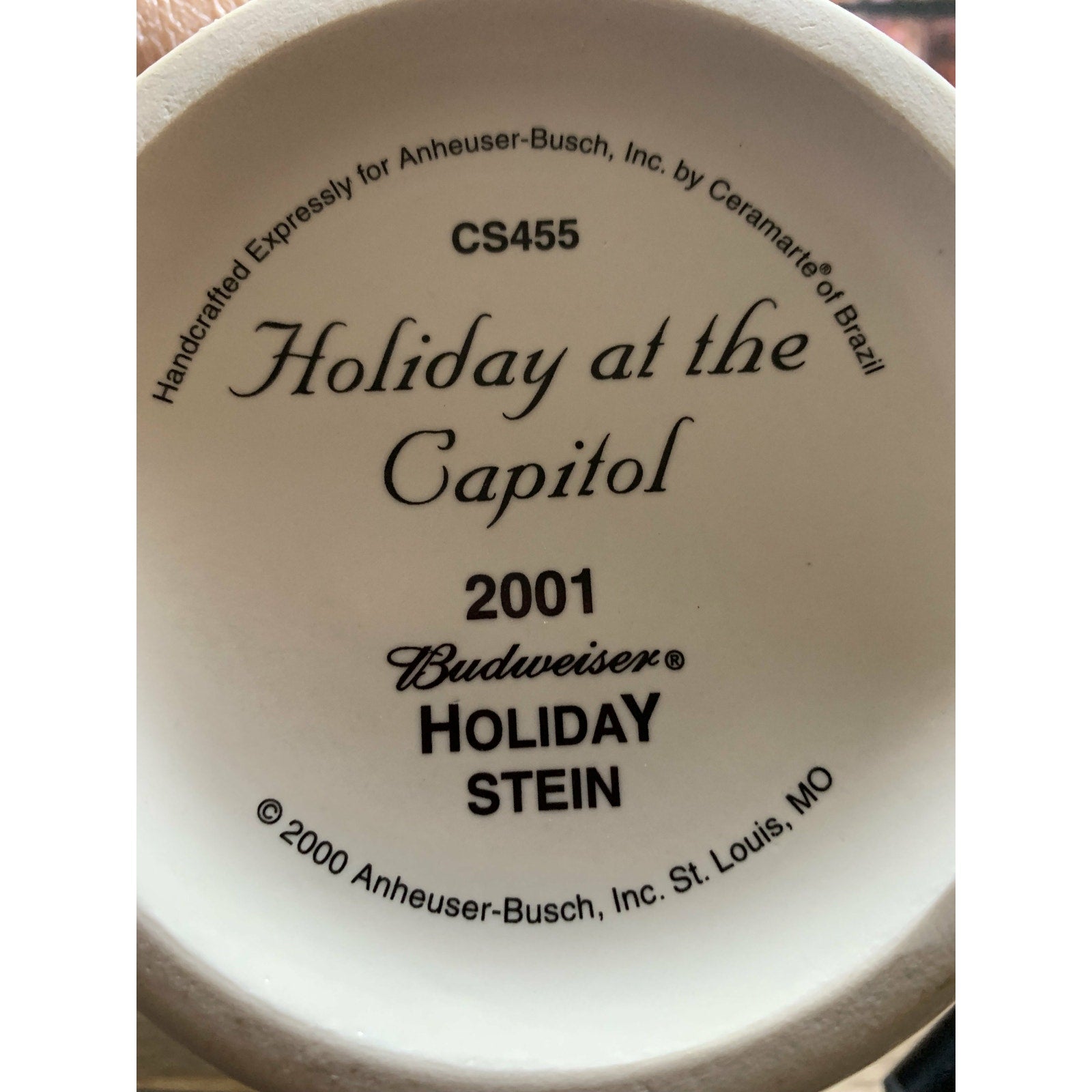 Vintage Budweiser Anheuser-Busch Holiday at the Capital Holiday Stein 2001