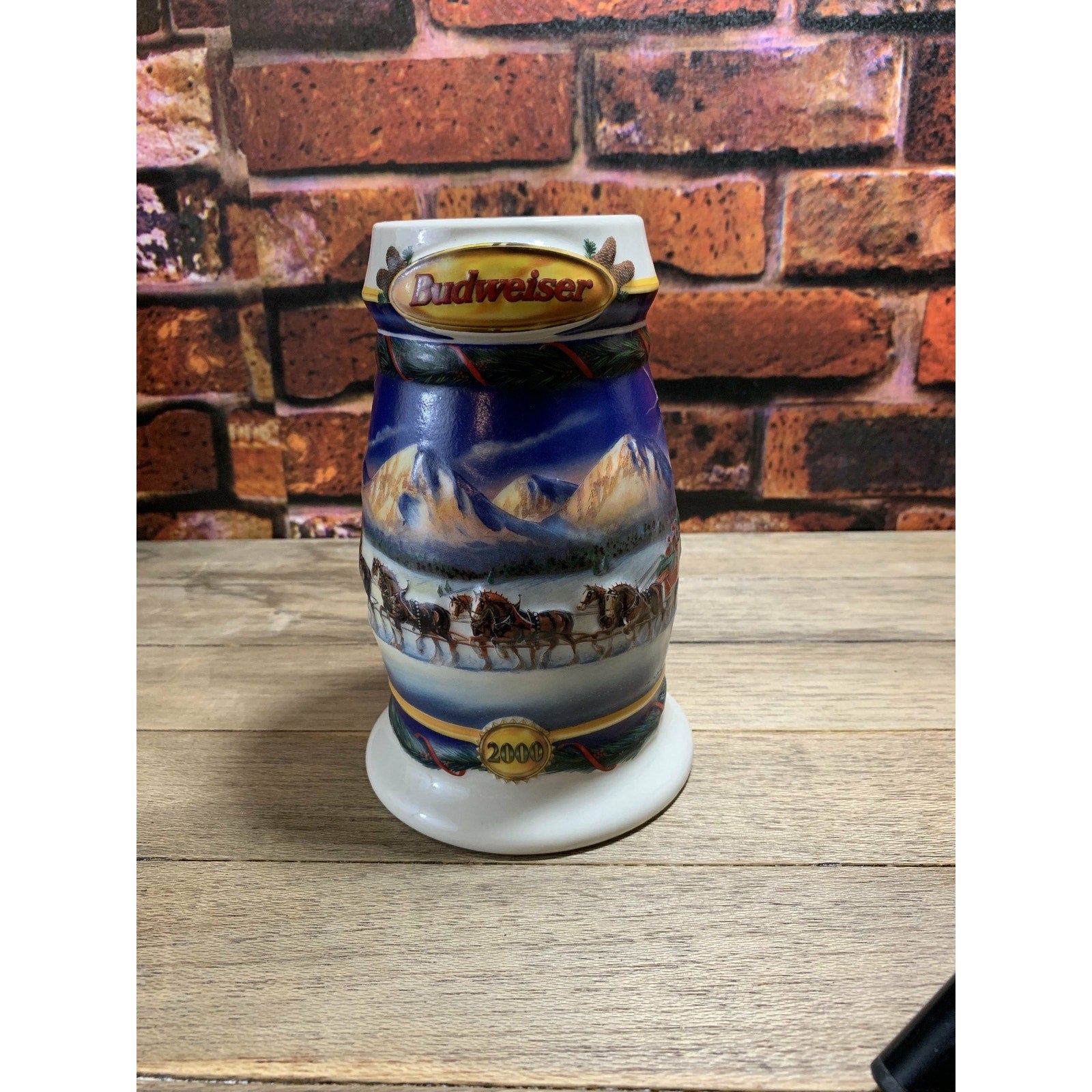 Vintage Budweiser Anheuser-Busch Holiday in the Mountains Holiday Stein 2000