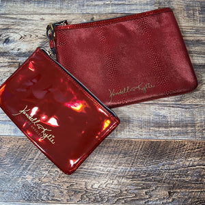 Kendall + Kylie Envelope Clutch Cosmetic Zip Pouch Gift Pack Patent Red Set