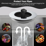 Universal 3 in 1 Kitchen Sink Drain Strainer with Sink Stopper, Chrome Stainless