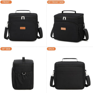 Lunch Bag Cooler Tote Reusable Insulated Leak-Proof, Thermal, Large Size, Black