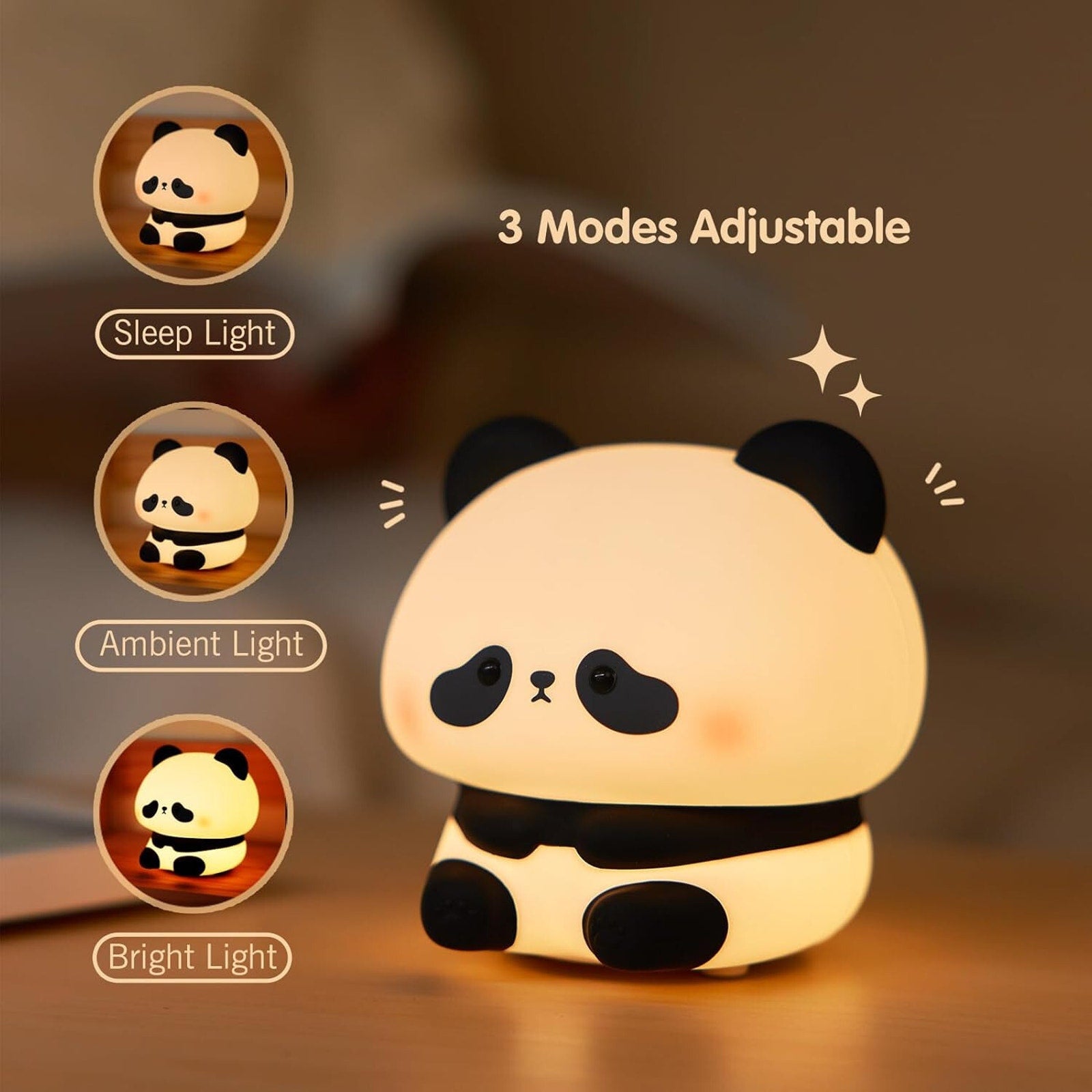 Panda Night Light, LED Squishy Cute Lamp, Night Light for Kids, Silicone