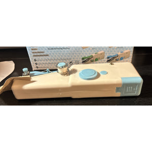 Cordless Handheld Sewing Machine Handy Stitching Blue Portable Battery Operated