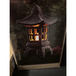 Japanese Style Solar Garden Stone Pagoda Lantern Resin Statue Zen Ornament