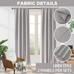 Linen Blackout Curtains Full Light Blocking 2 Panels 52Wx84L/ Light Gray