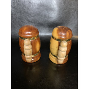 Vintage Wood Burlington Iowa Souvenir Salt & Pepper Shakers