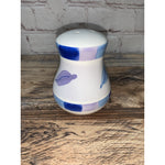 Vtg Ceramic Leaf White Salt Shaker, Blue Purple Leaves, Replacement