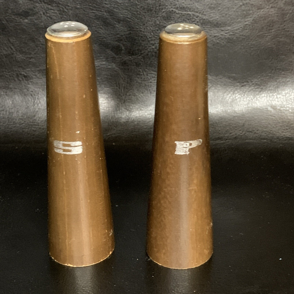Vintage MCM Teak Wood Salt & Pepper Shakers Tapered
