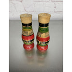 Vintage Wood Florida Salt & Pepper Shakers Round Stripe Design