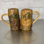 Vintage Bark Wood Pinecone Salt & Pepper Shakers